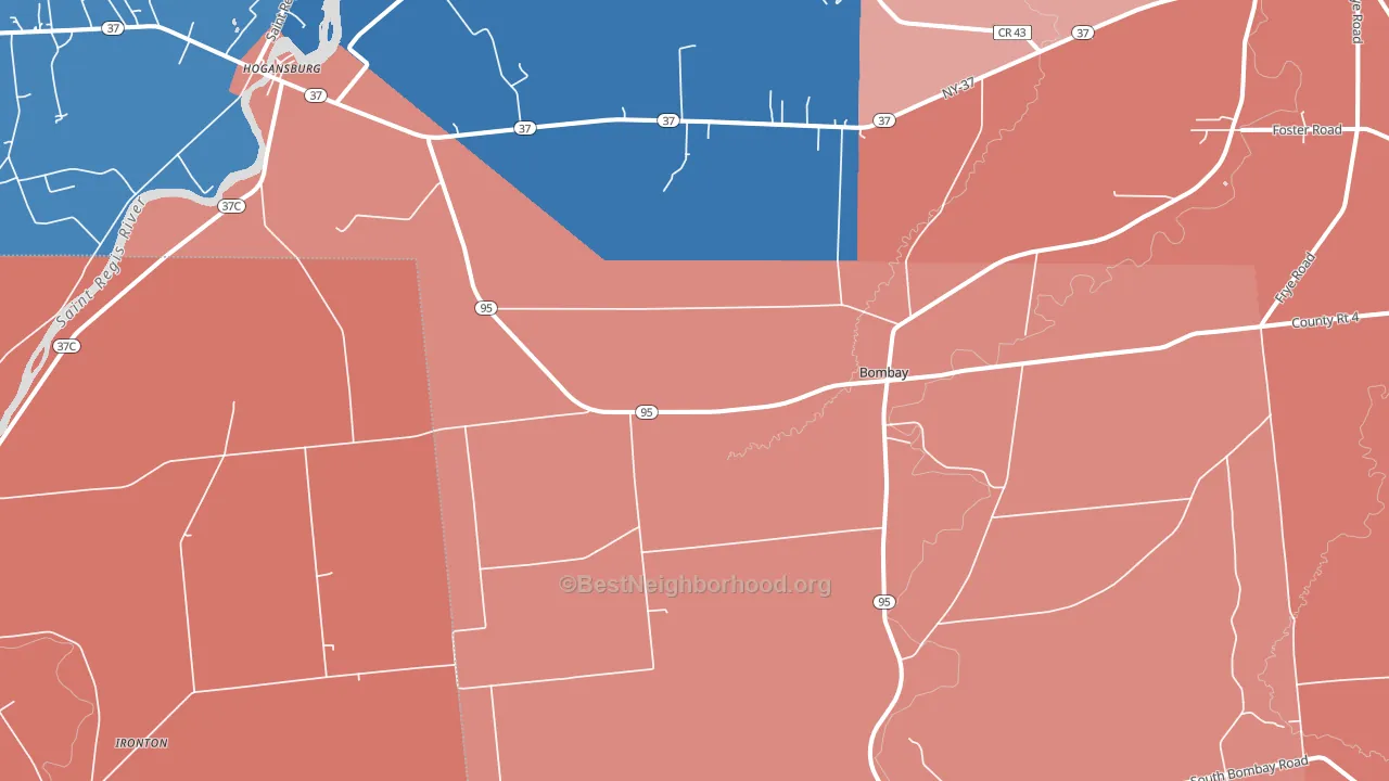 Bombay, NY block-group political-lean map