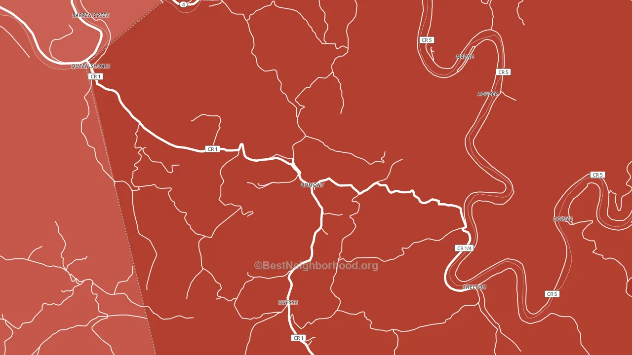 Bomont, WV block-group political-lean map