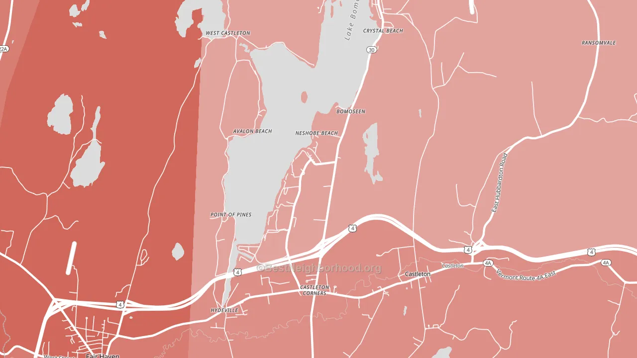 Bomoseen, VT block-group political-lean map