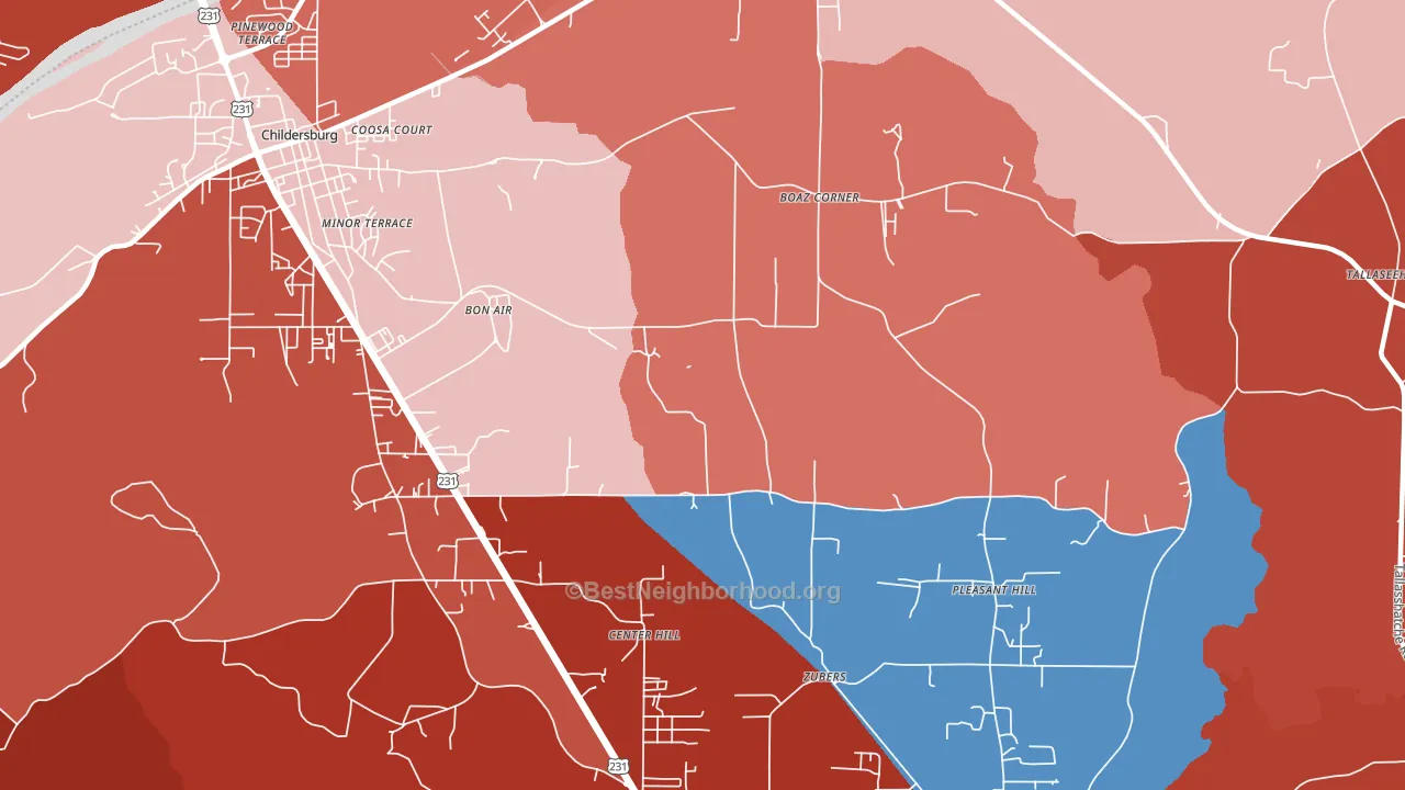 Bon Air, AL block-group political-lean map