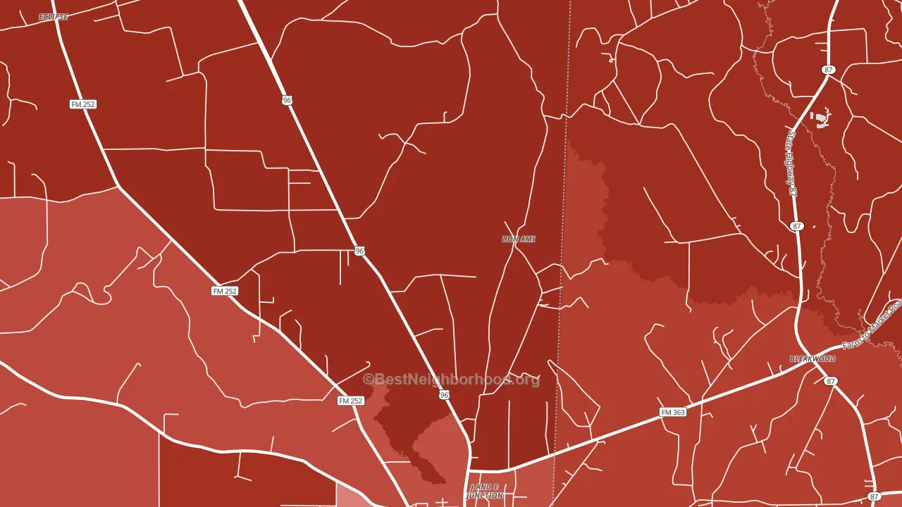Bon Ami, TX block-group political-lean map