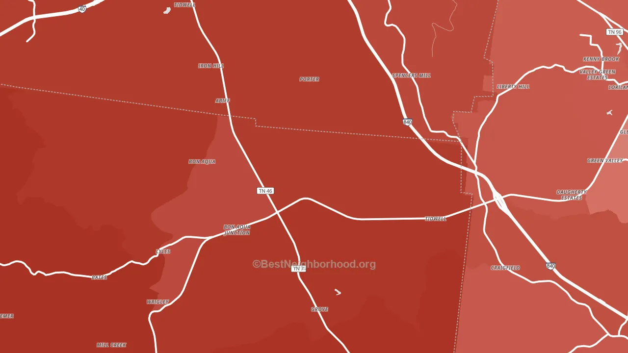 Bon Aqua, TN block-group political-lean map