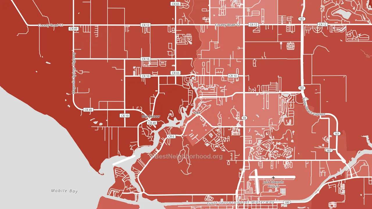Bon Secour, AL block-group political-lean map