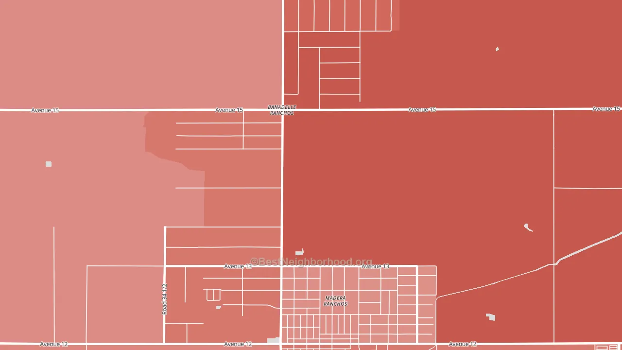 Bonadelle Ranchos-Madera Ranchos, CA block-group political-lean map