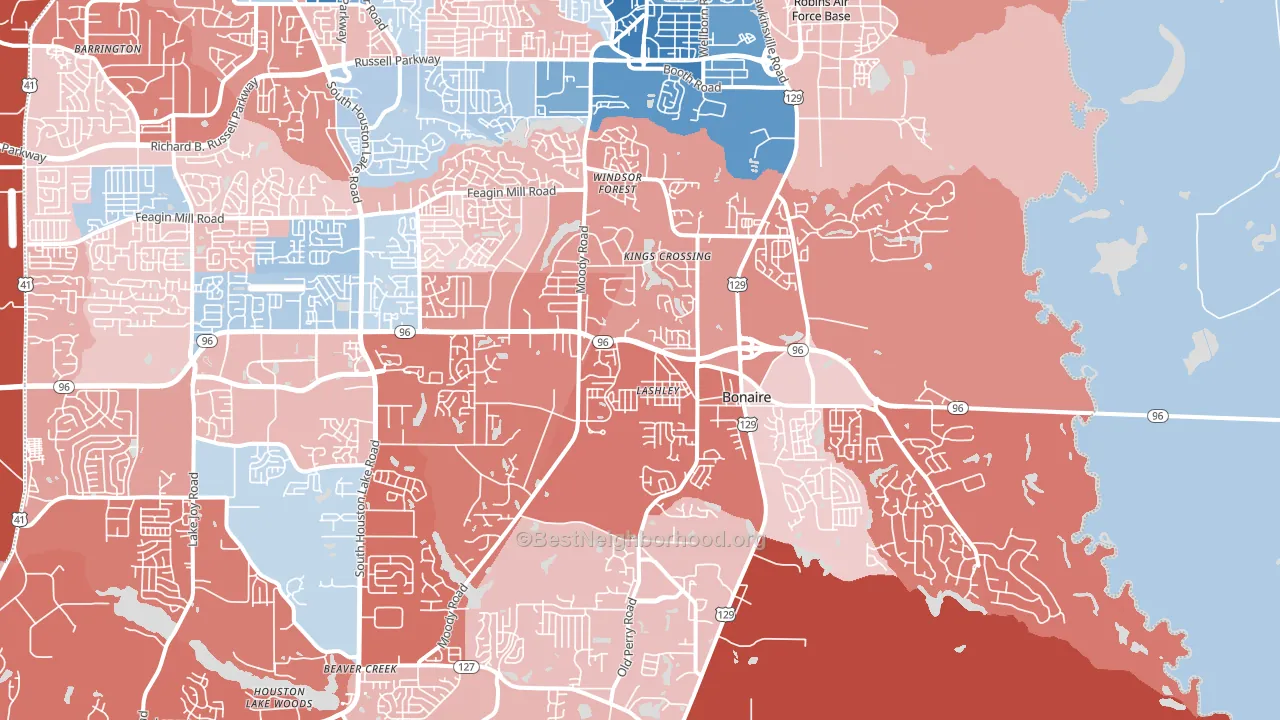 Bonaire, GA block-group political-lean map