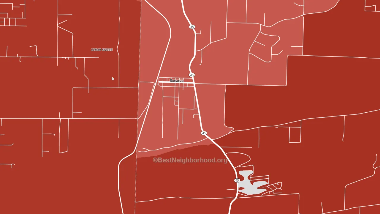 Bonanza, AR block-group political-lean map