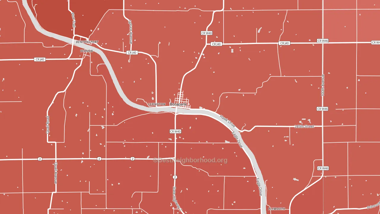 Bonaparte, IA block-group political-lean map