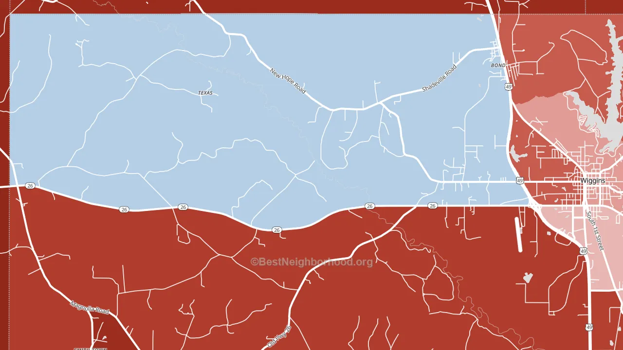 Bond, MS block-group political-lean map