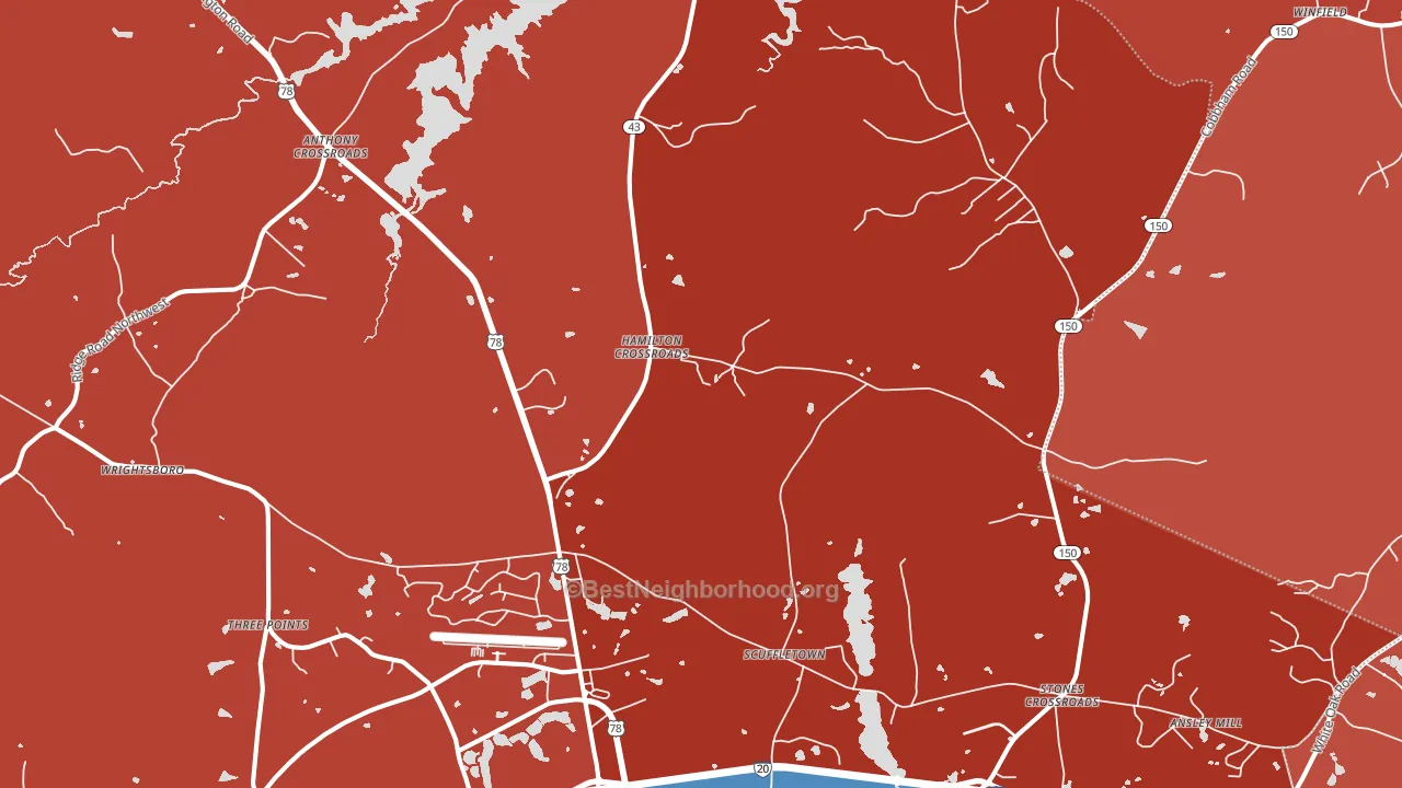 Boneville, GA block-group political-lean map