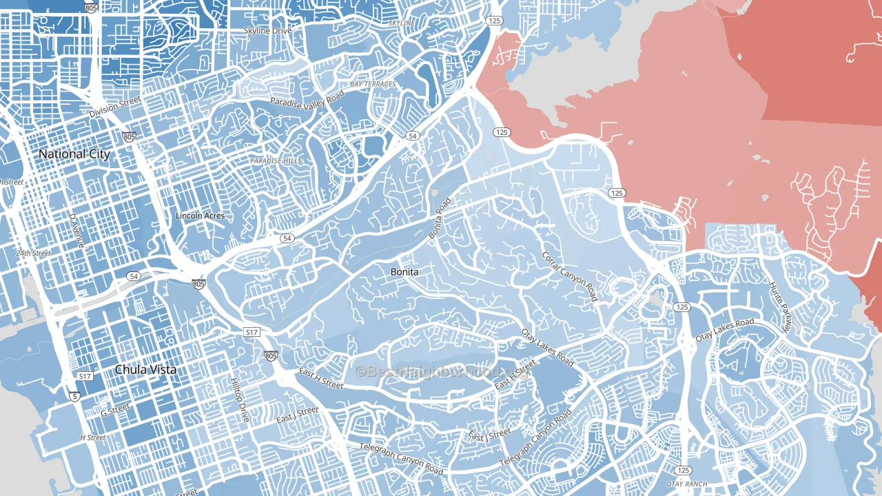 Bonita, CA block-group political-lean map