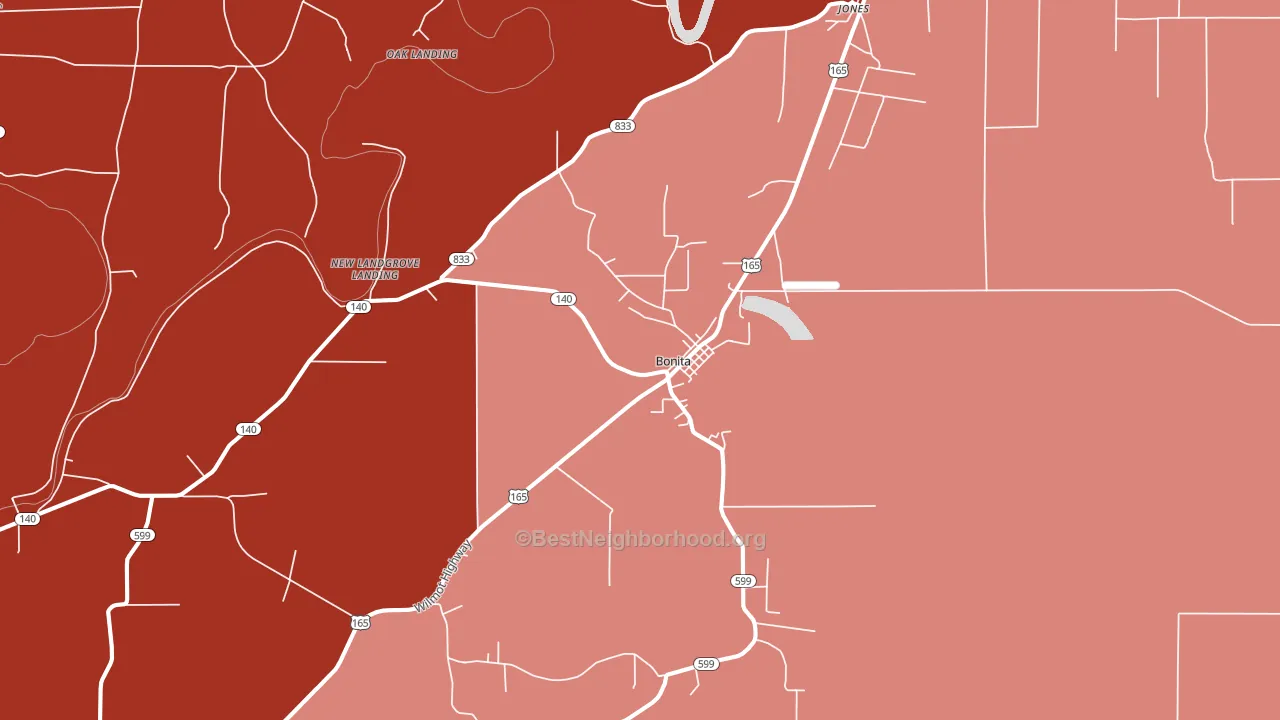 Bonita, LA block-group political-lean map