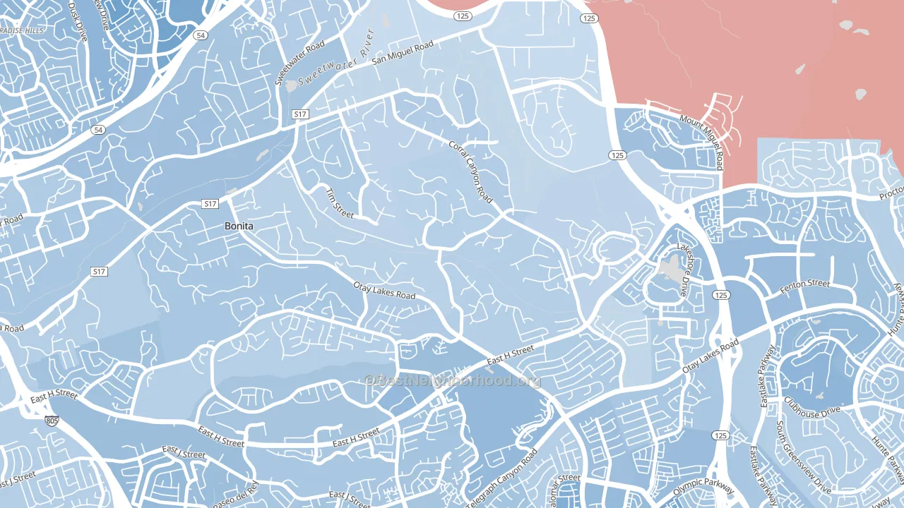 Bonita Long Canyon, Bonita, CA block-group political-lean map