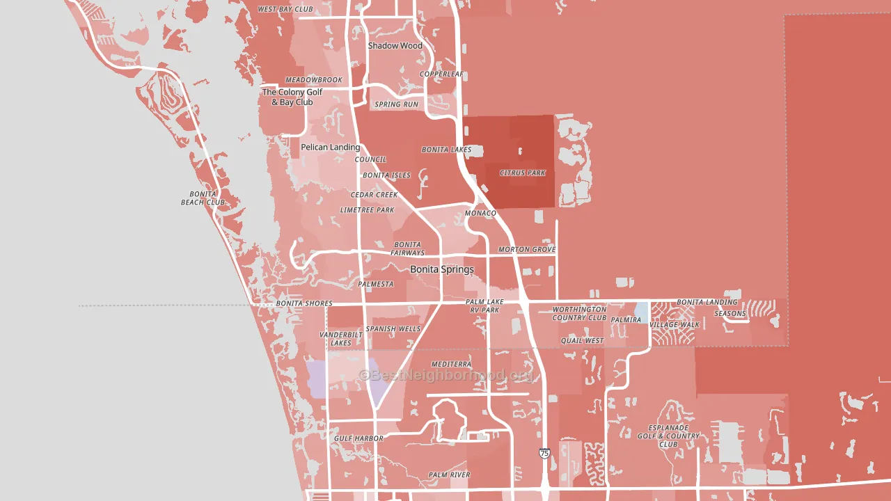 Bonita Springs, FL block-group political-lean map