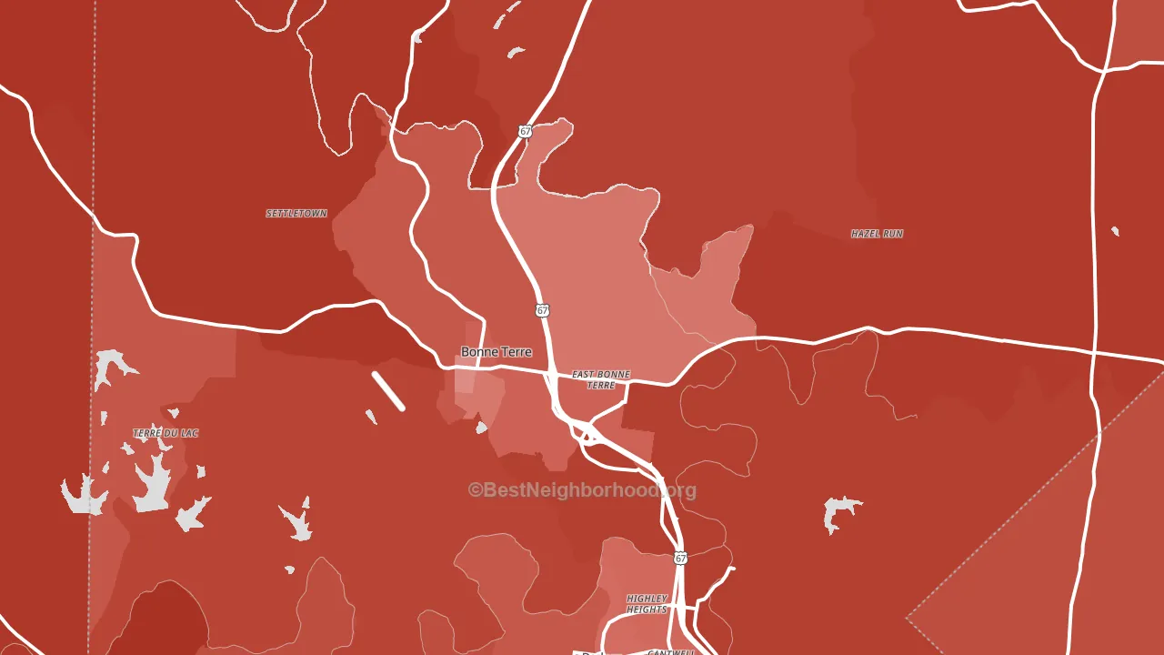 Bonne Terre, MO block-group political-lean map