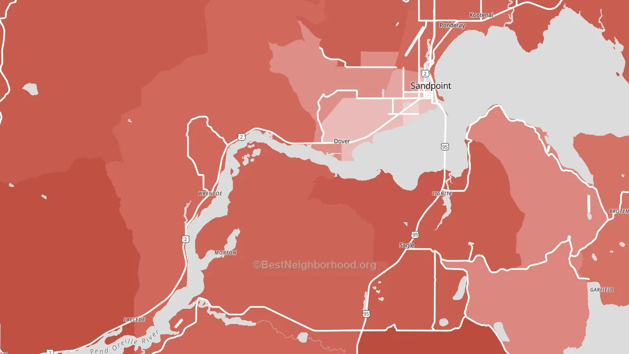 Bonner County, ID block-group political-lean map