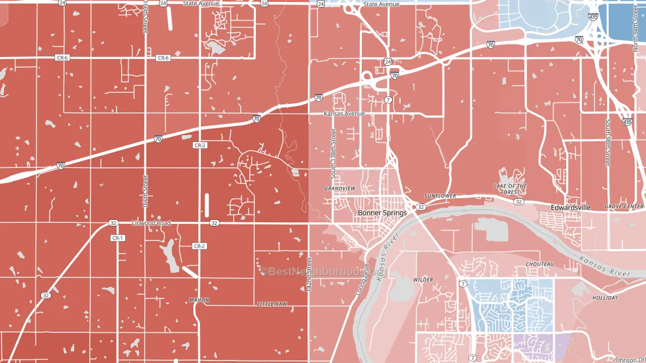 Bonner Springs, KS block-group political-lean map