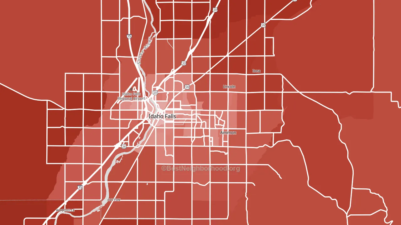 Bonneville County, ID block-group political-lean map