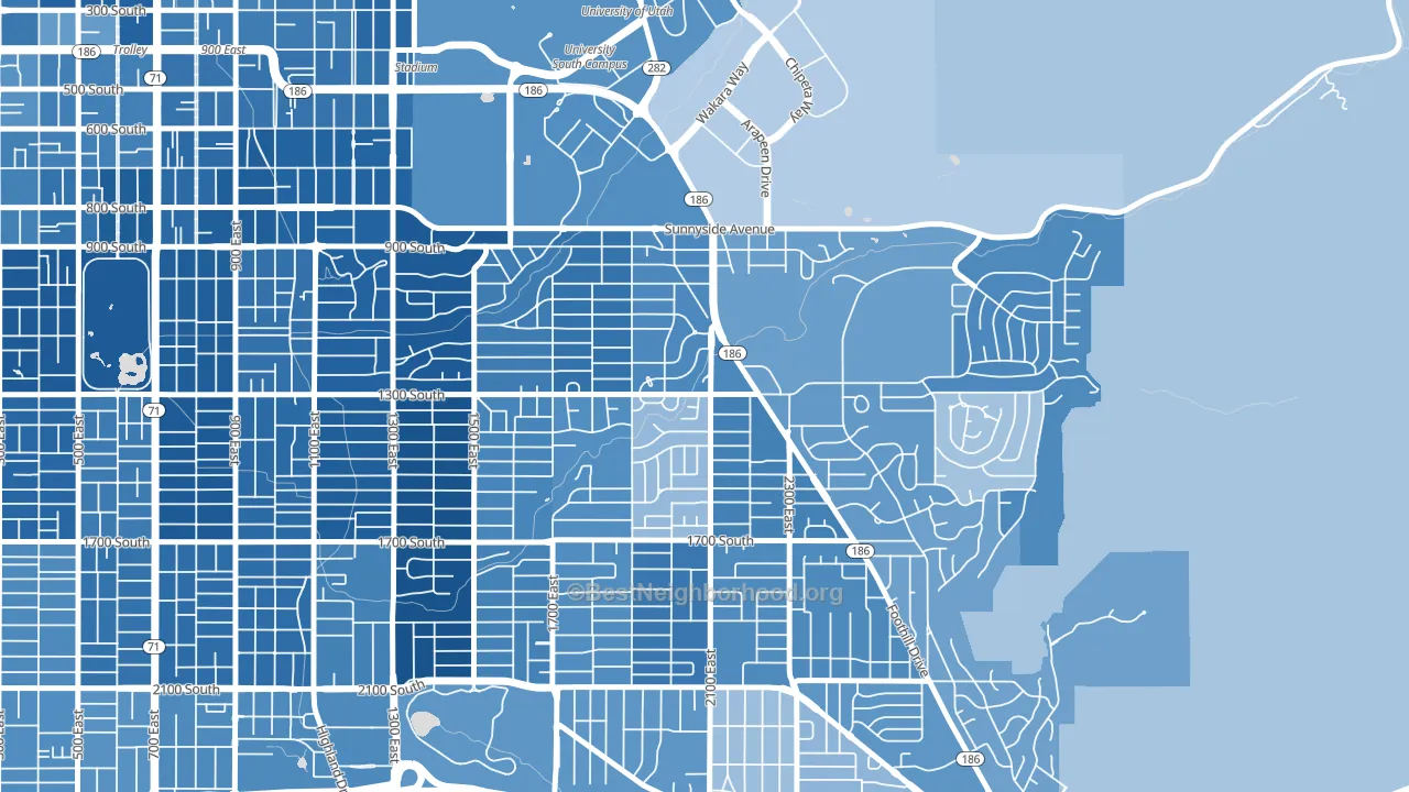 Bonneville Hills, Salt Lake City, UT block-group political-lean map