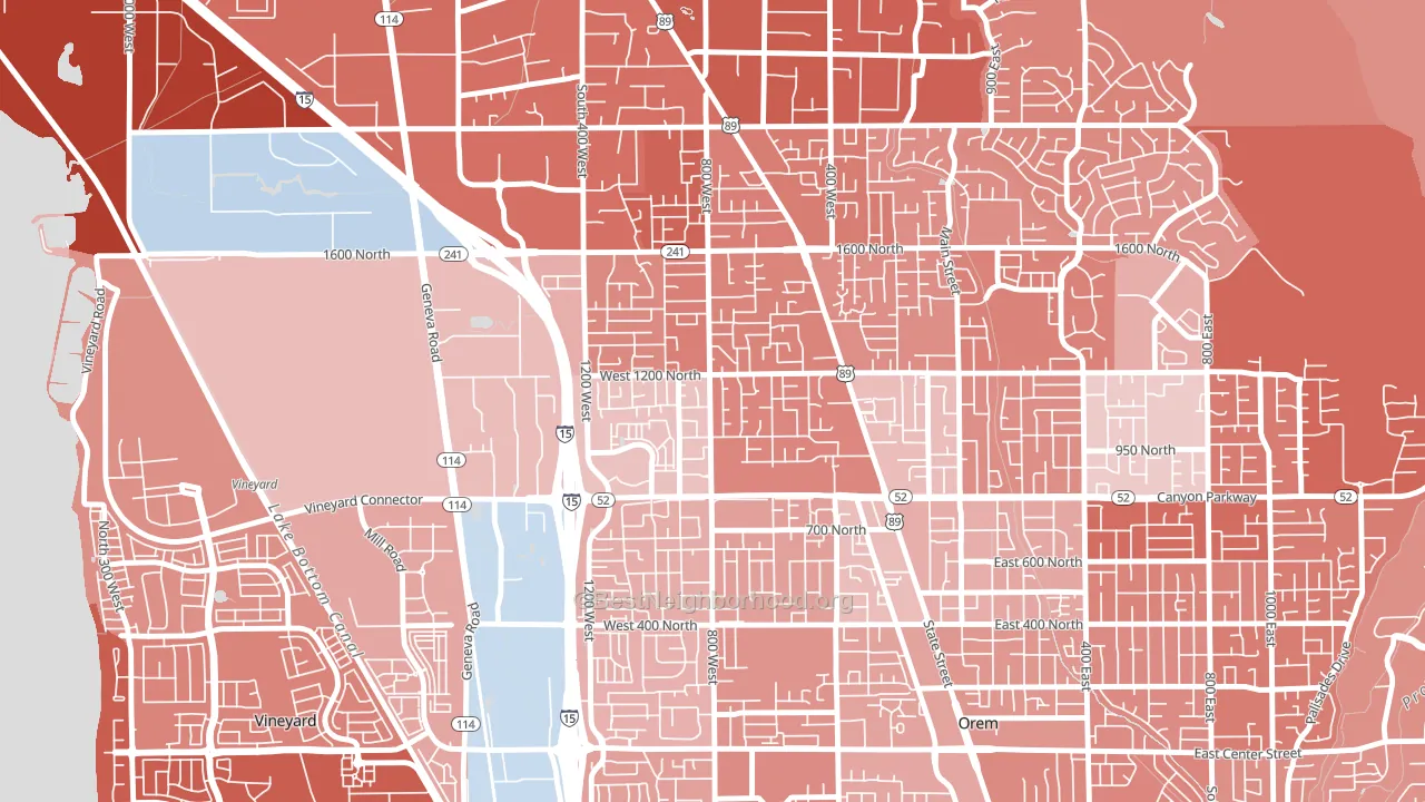 Bonneville, Orem, UT block-group political-lean map