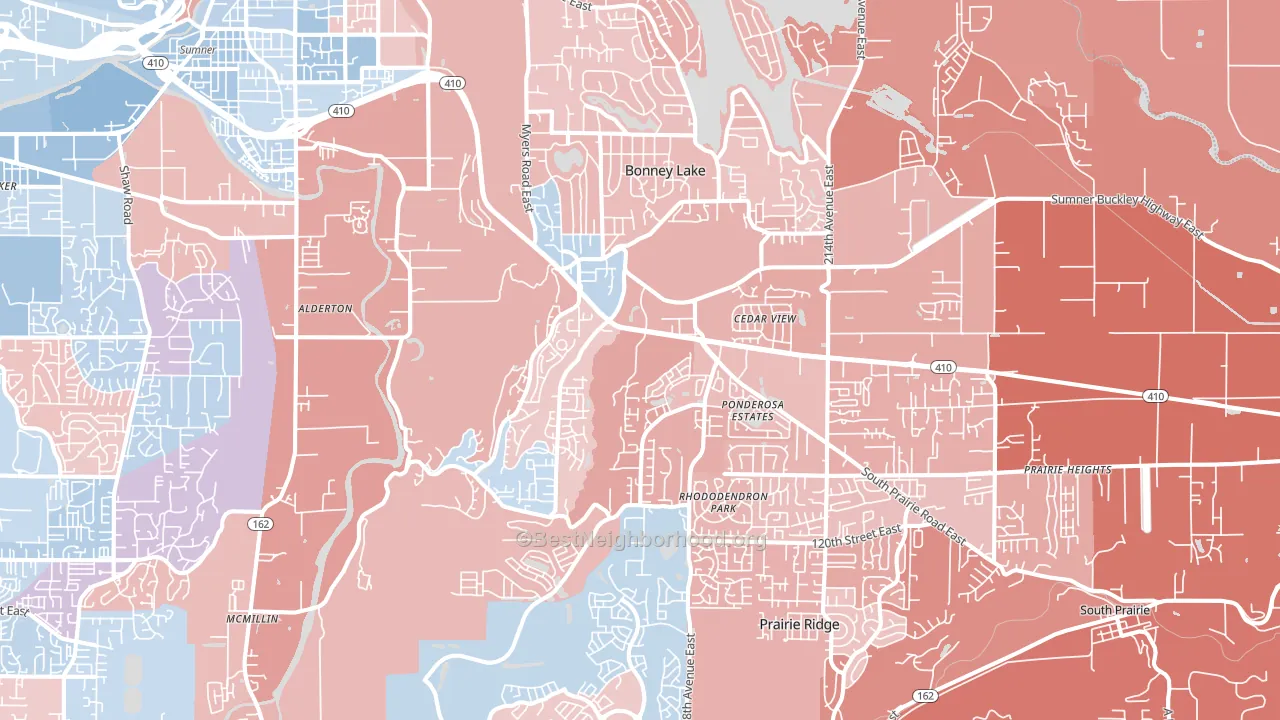 Bonney Lake, WA block-group political-lean map