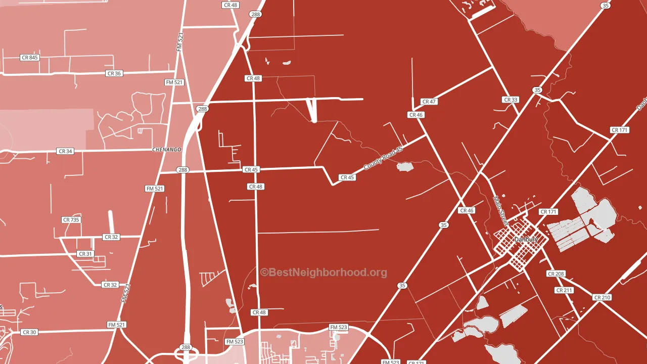 Bonney, TX block-group political-lean map