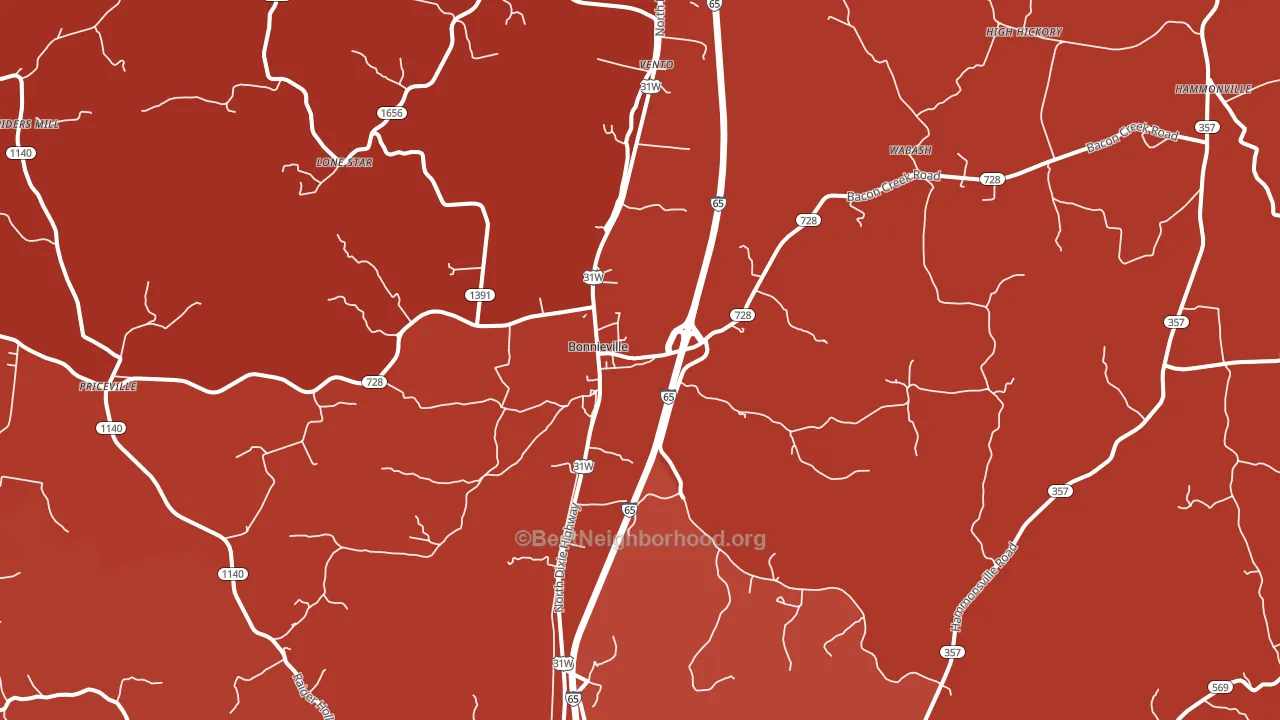 Bonnieville, KY block-group political-lean map
