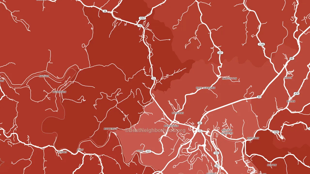 Bonnyman, KY block-group political-lean map