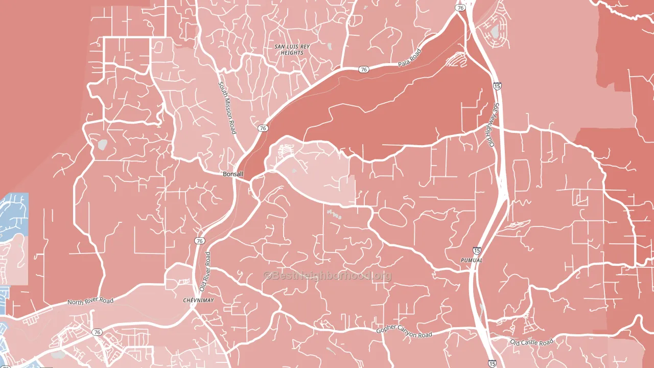 Bonsall, CA block-group political-lean map