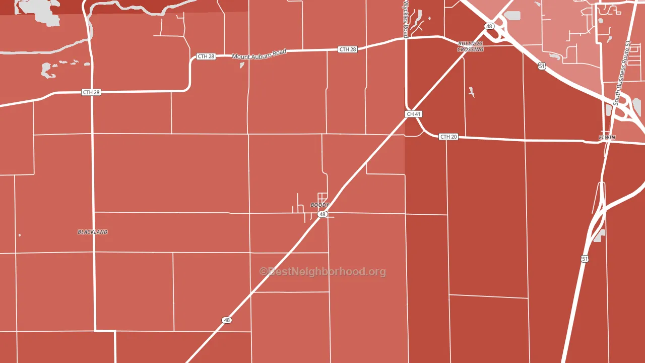 Boody, IL block-group political-lean map