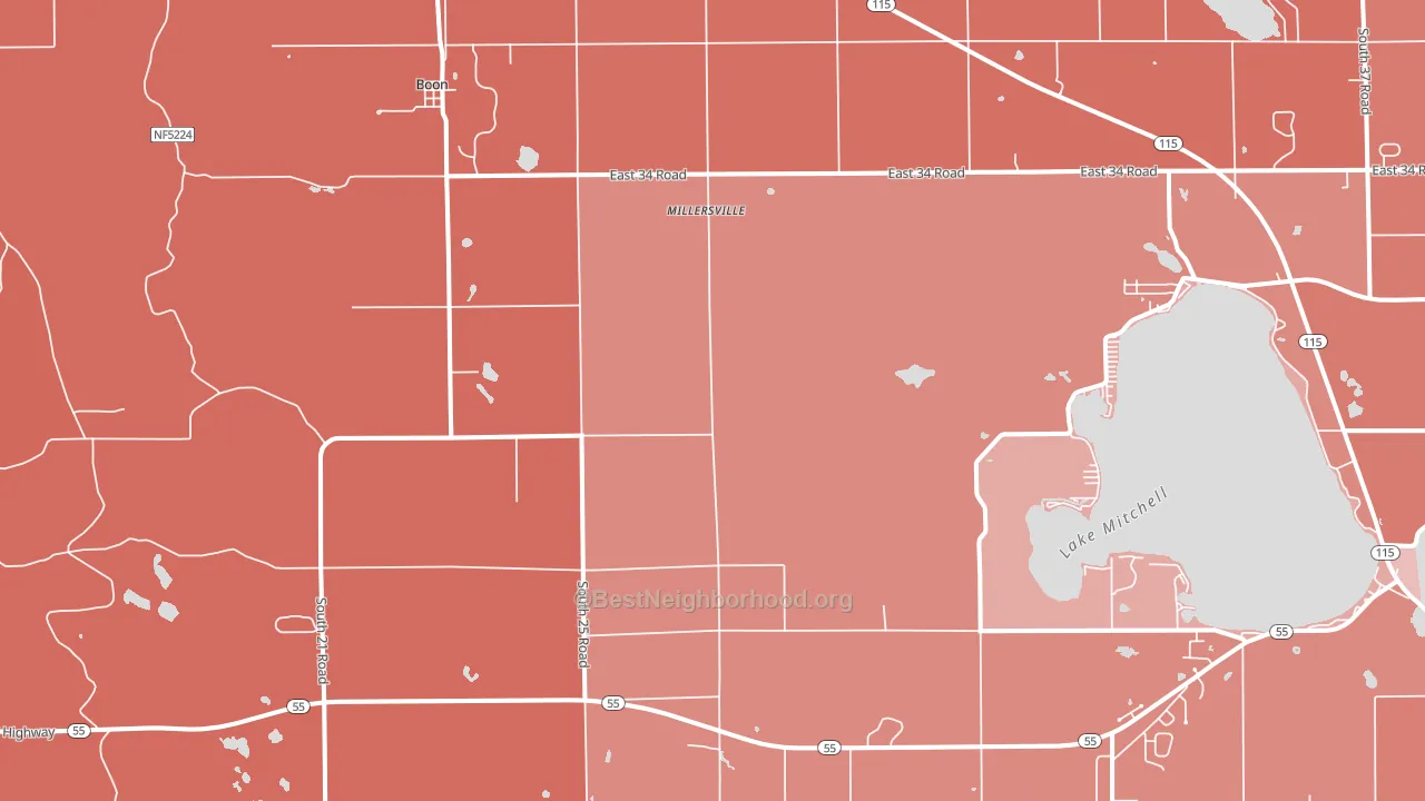 Boon, MI block-group political-lean map