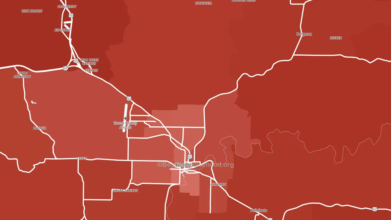 Boone County, AR block-group political-lean map