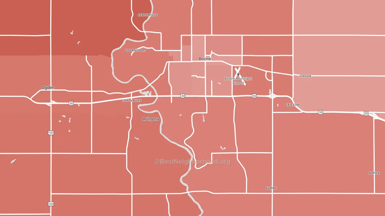 Boone County, IA block-group political-lean map