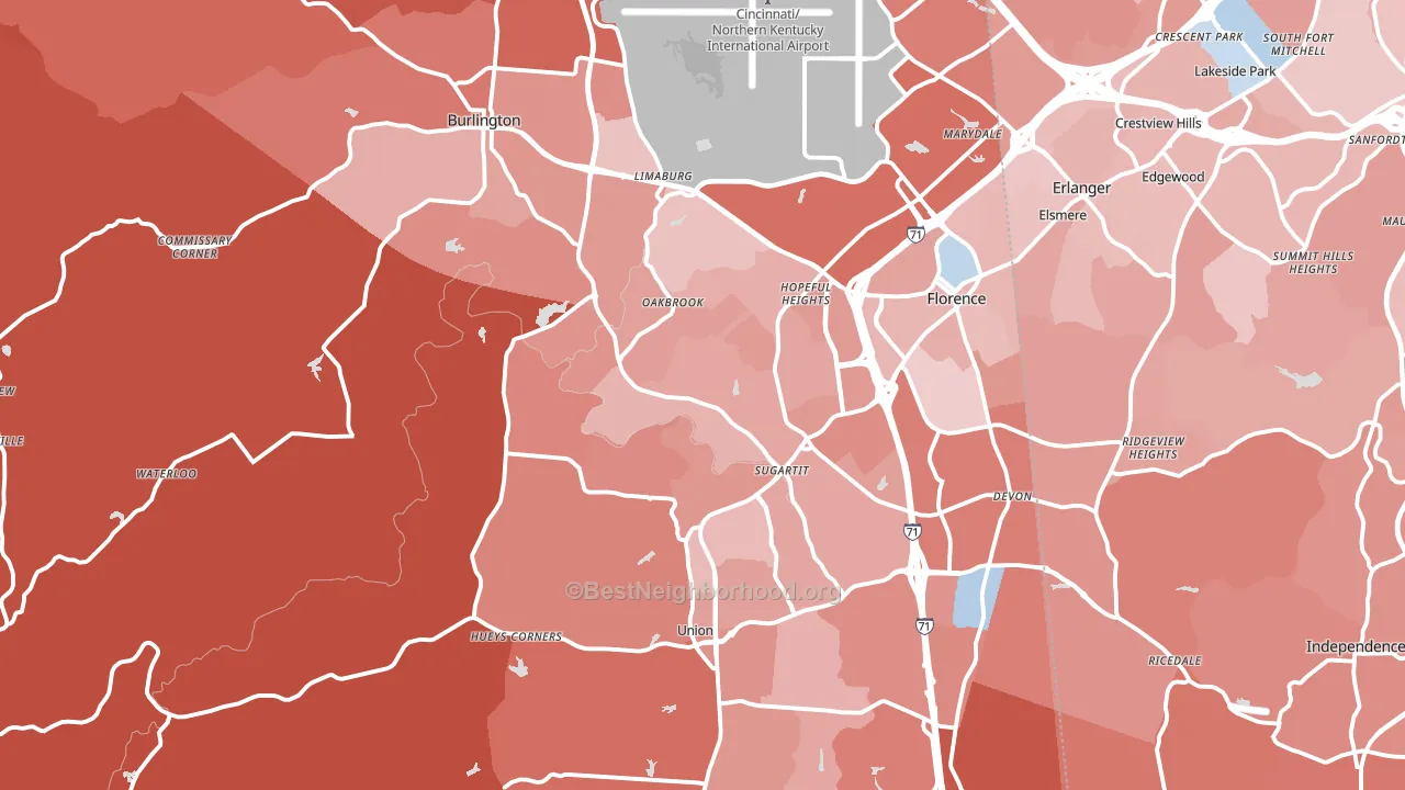 Boone County, KY block-group political-lean map