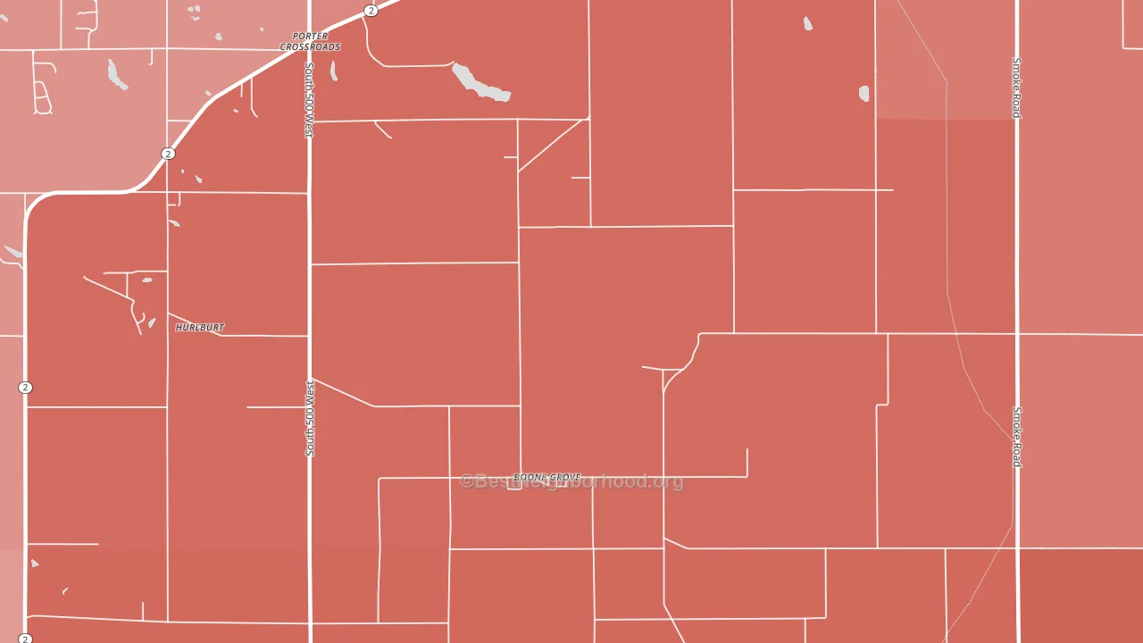Boone Grove, IN block-group political-lean map