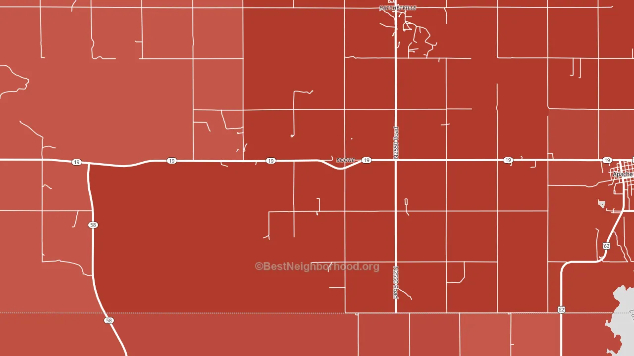 Boone, OK block-group political-lean map