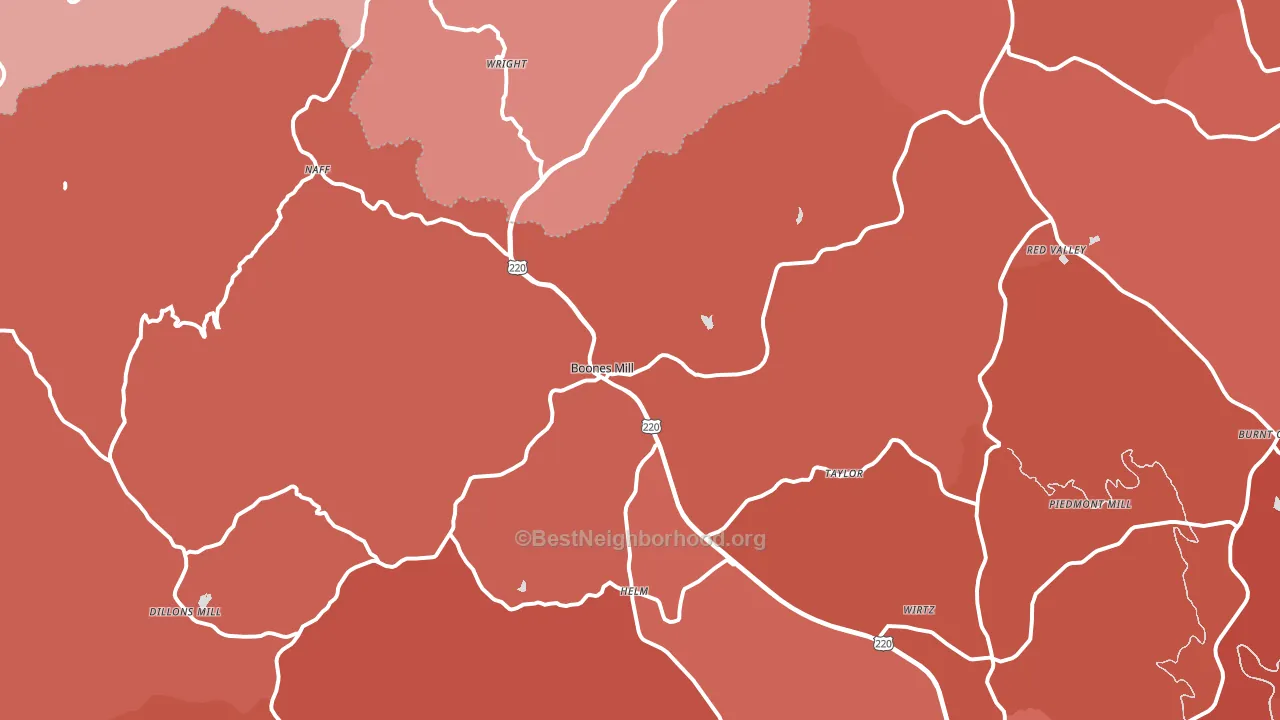 Boones Mill, VA block-group political-lean map