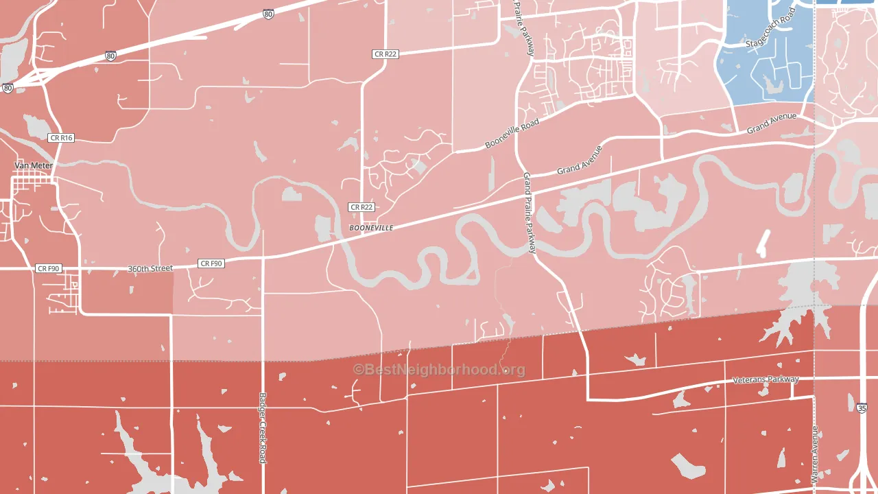 Booneville, IA block-group political-lean map