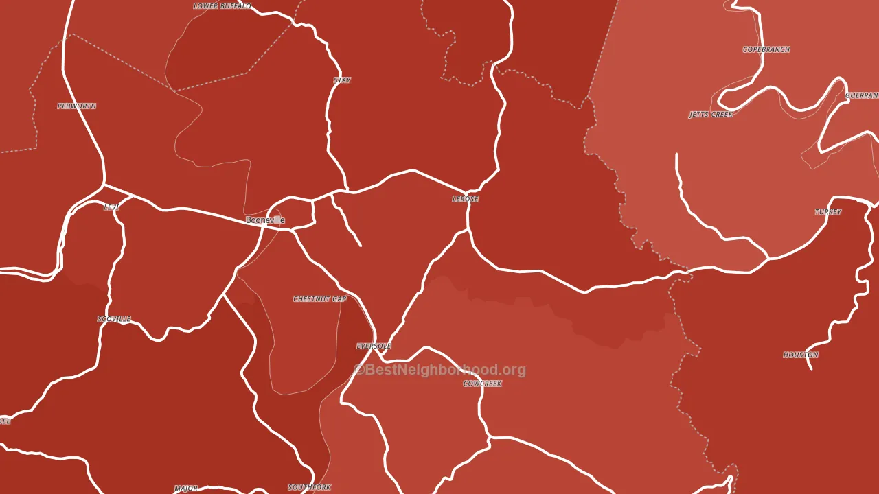 Booneville, KY block-group political-lean map