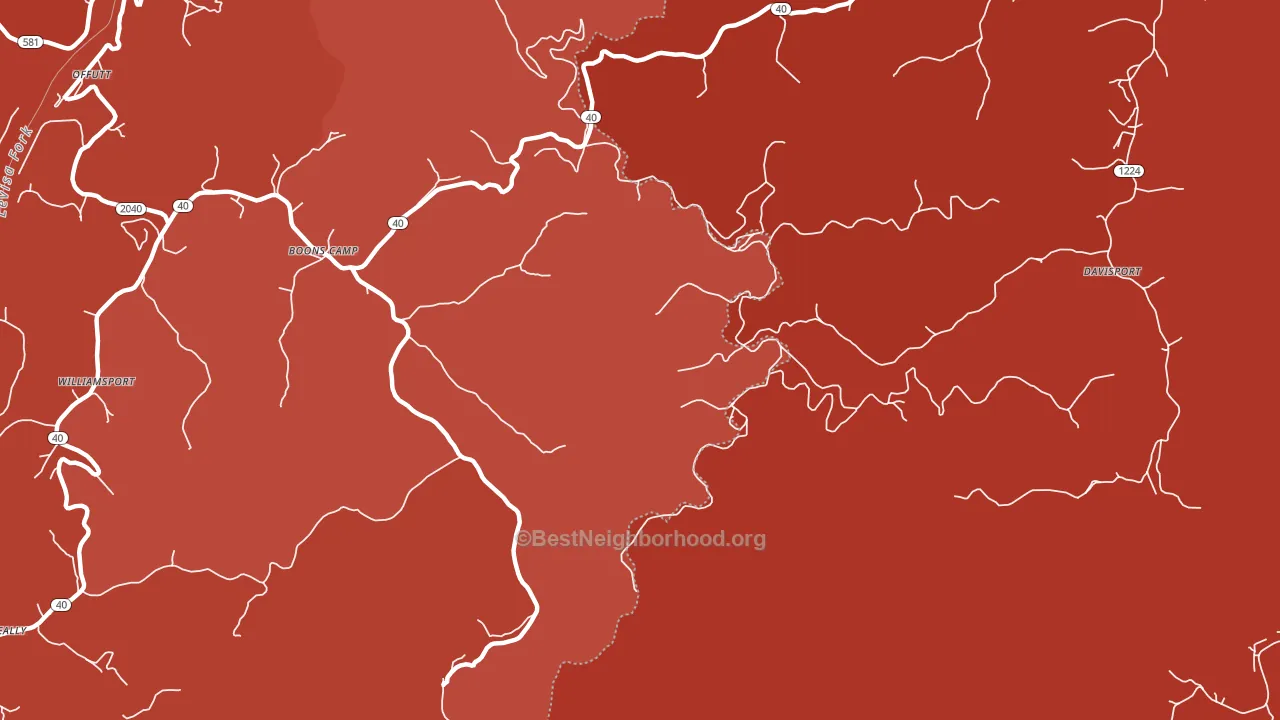 Boons Camp, KY block-group political-lean map