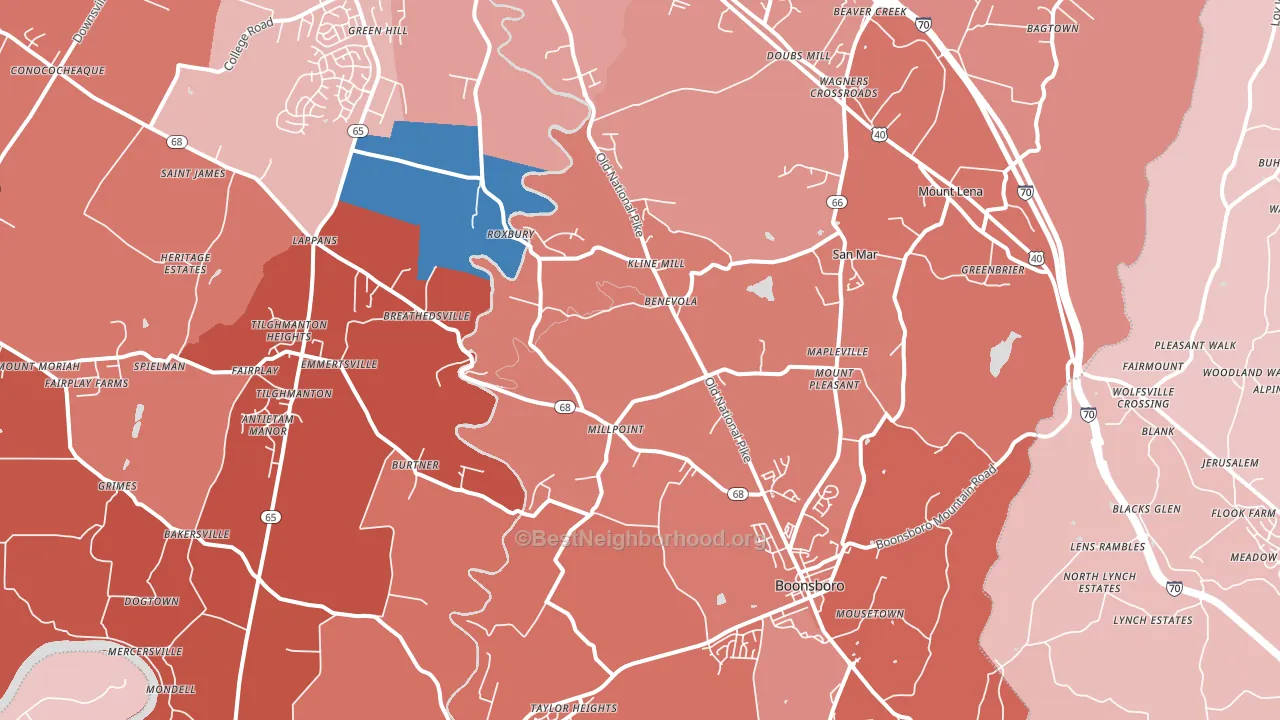 Boonsboro, MD block-group political-lean map