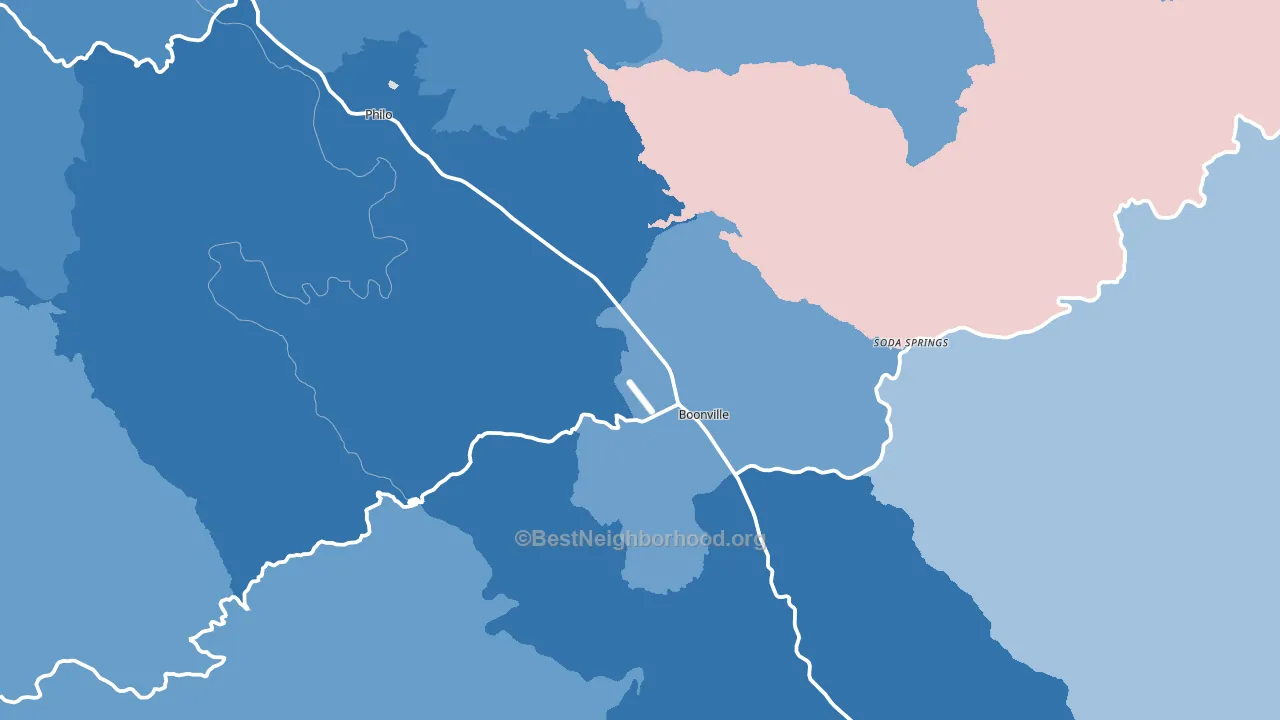 Boonville, CA block-group political-lean map