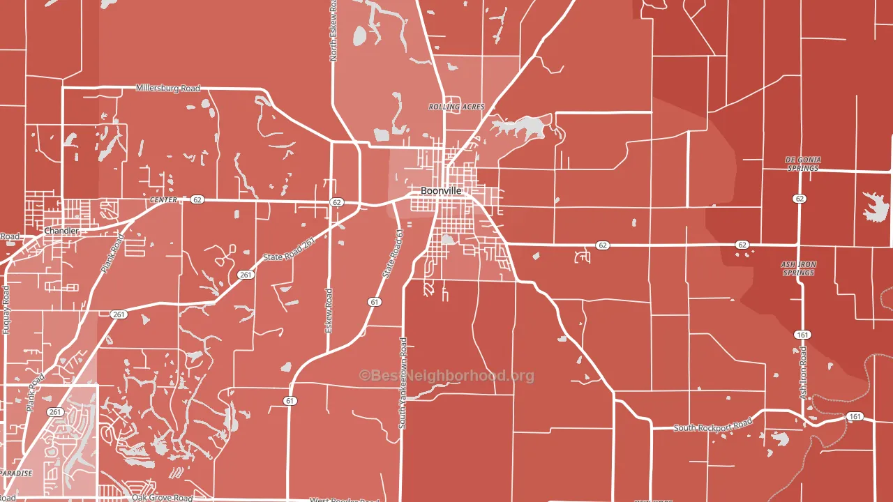 Boonville, IN block-group political-lean map