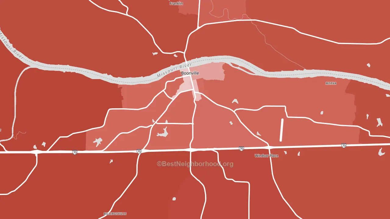 Boonville, MO block-group political-lean map