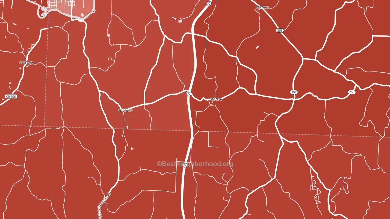 Booth, OH block-group political-lean map