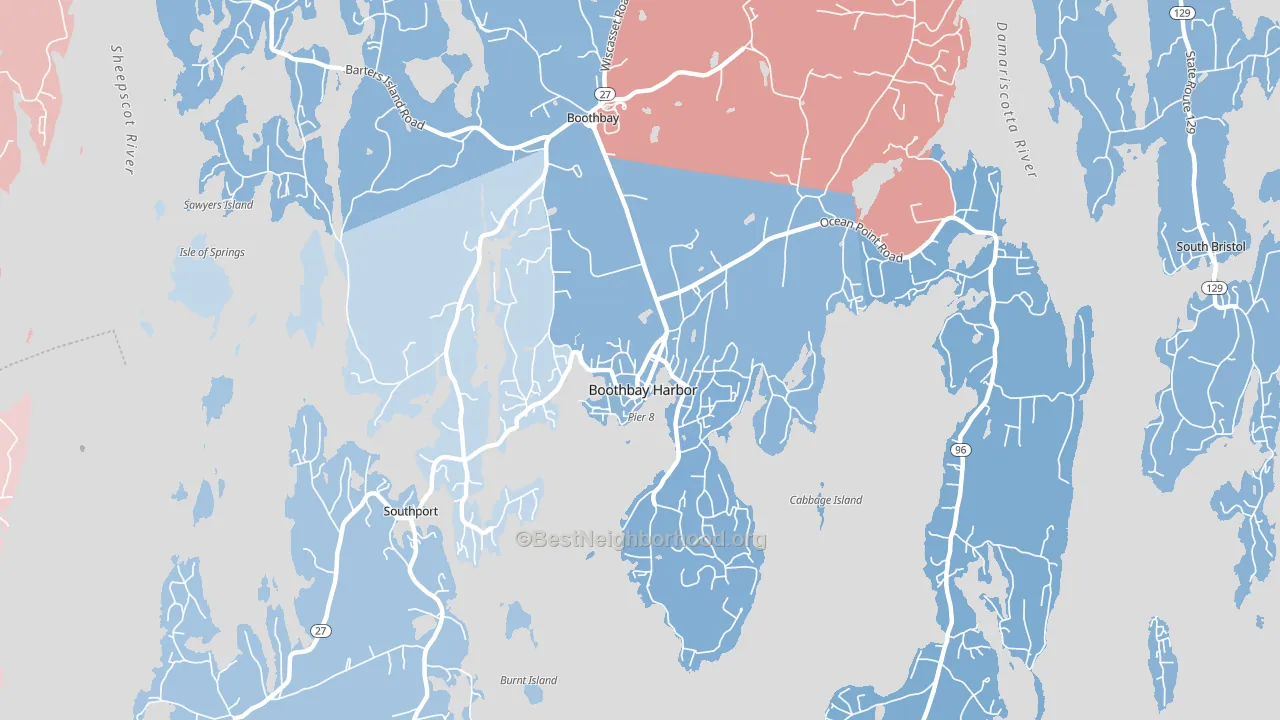 Boothbay Harbor, ME block-group political-lean map