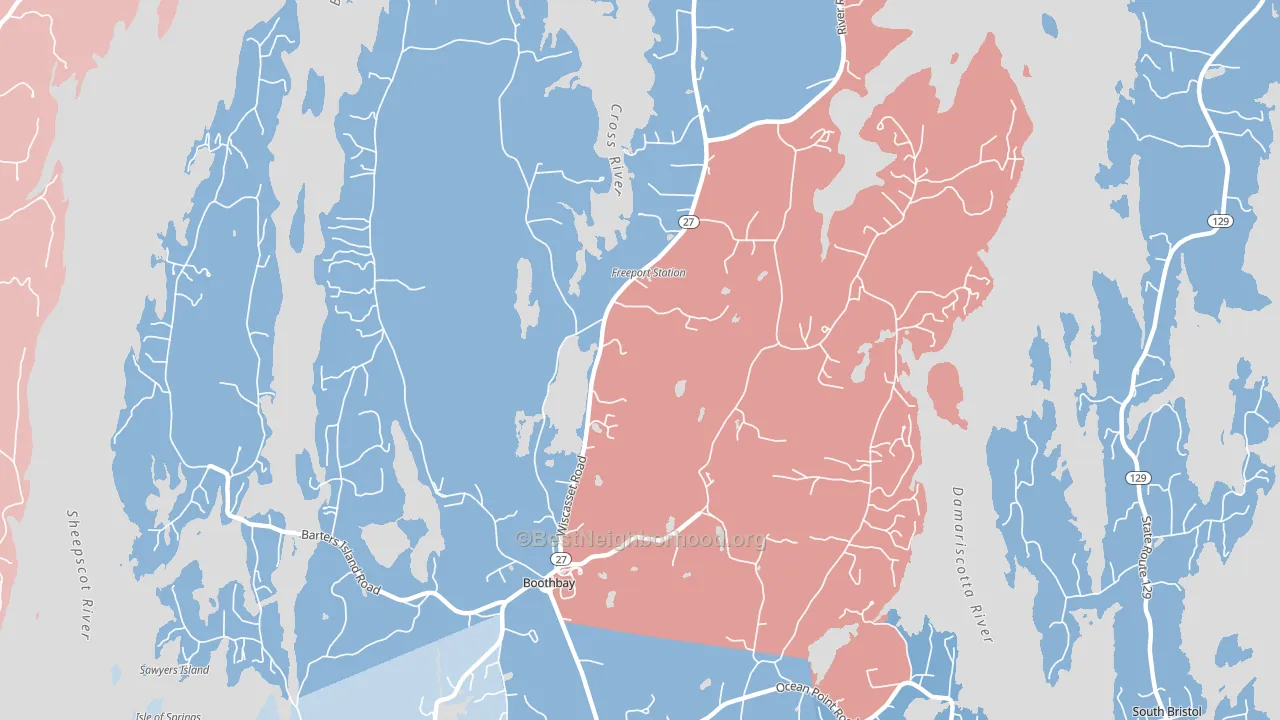 Boothbay, ME block-group political-lean map