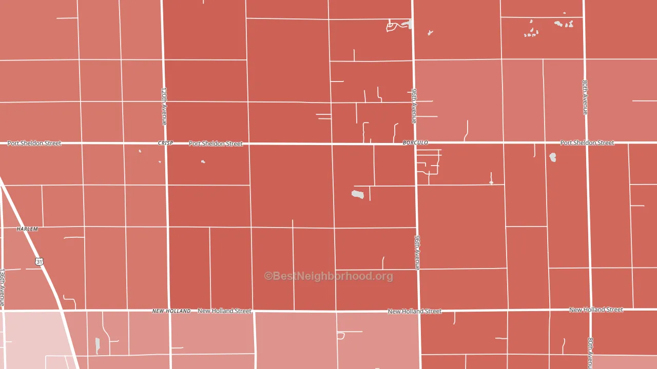 Borculo, MI block-group political-lean map
