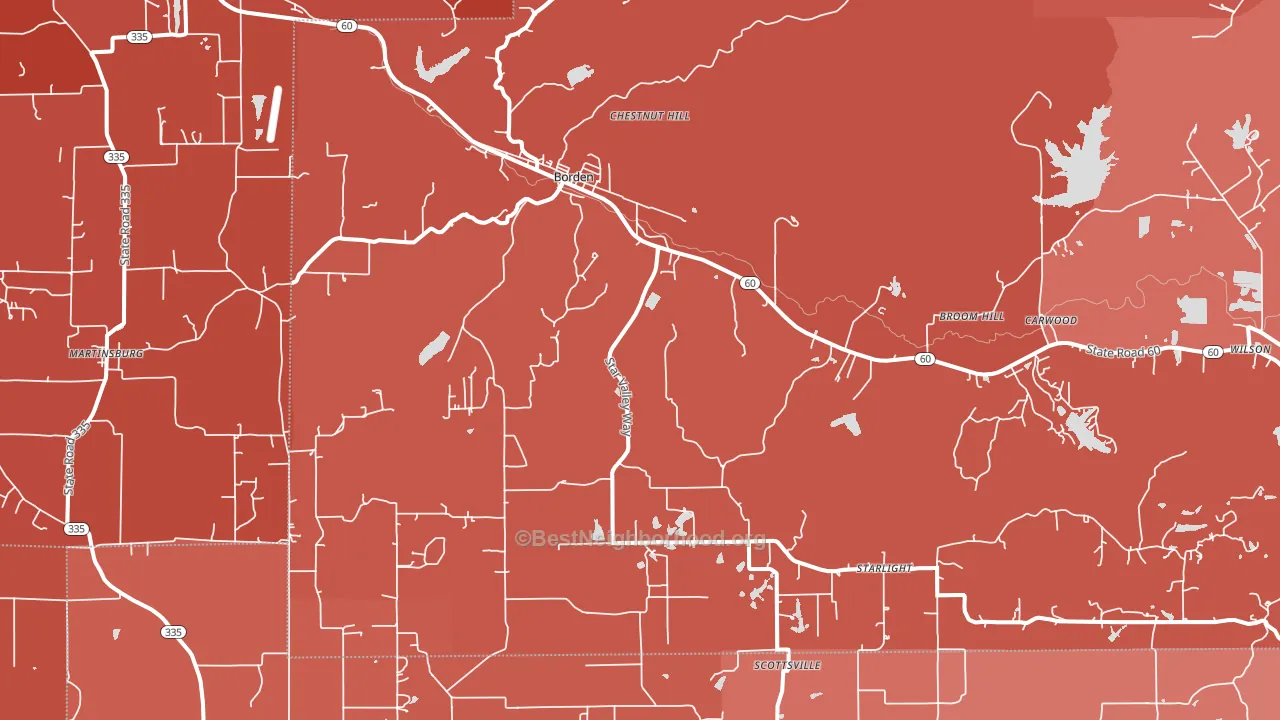 Borden, IN block-group political-lean map