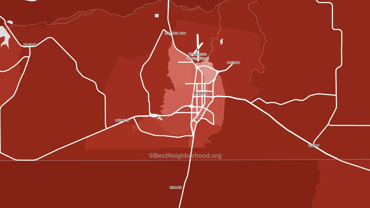 Borger, TX block-group political-lean map