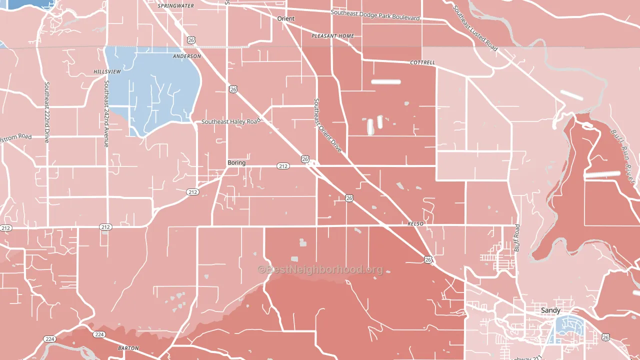 Boring, OR block-group political-lean map